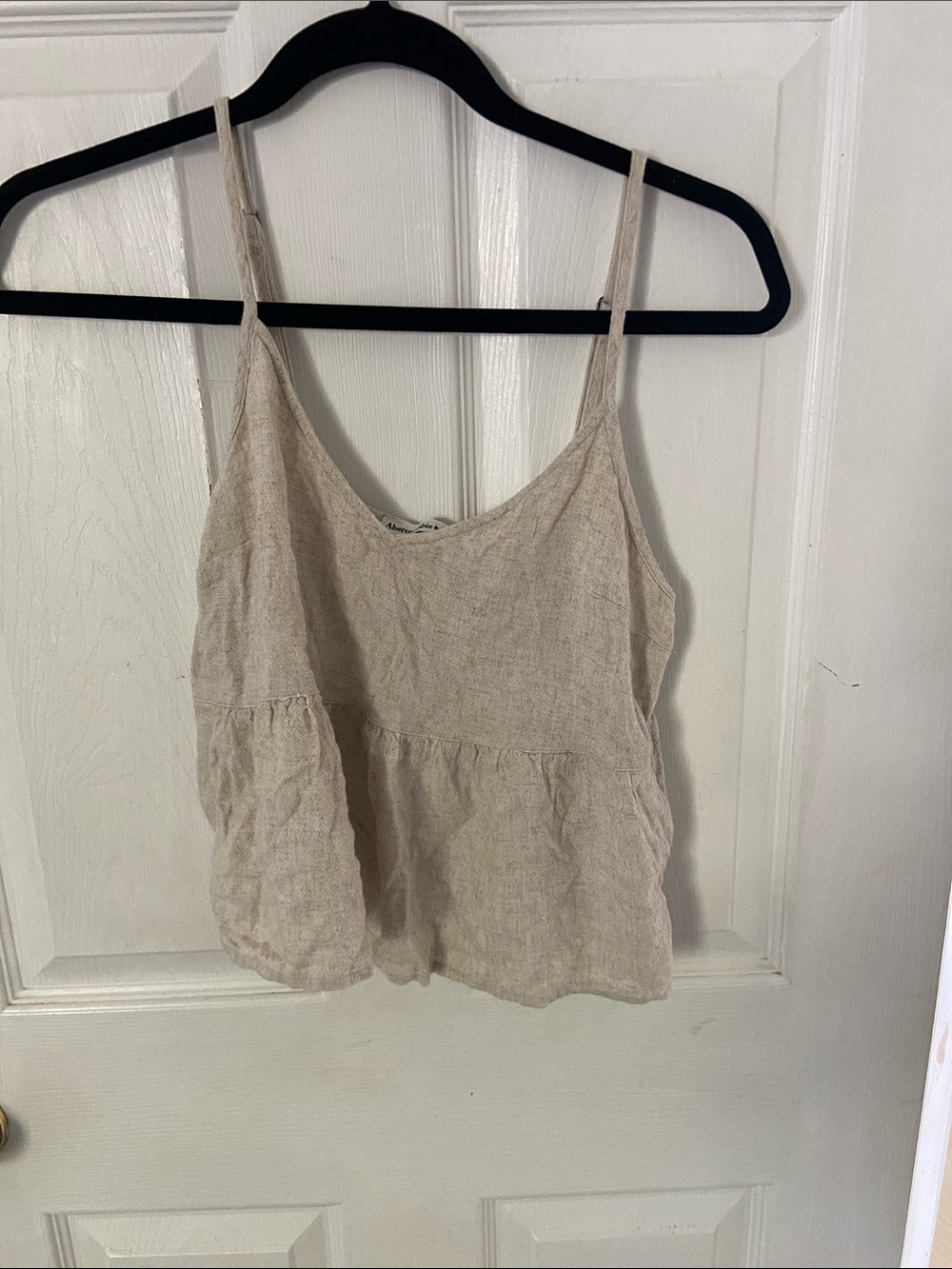 Abercrombie & Fitch Light Beige Linen-Blend Babydoll Cami